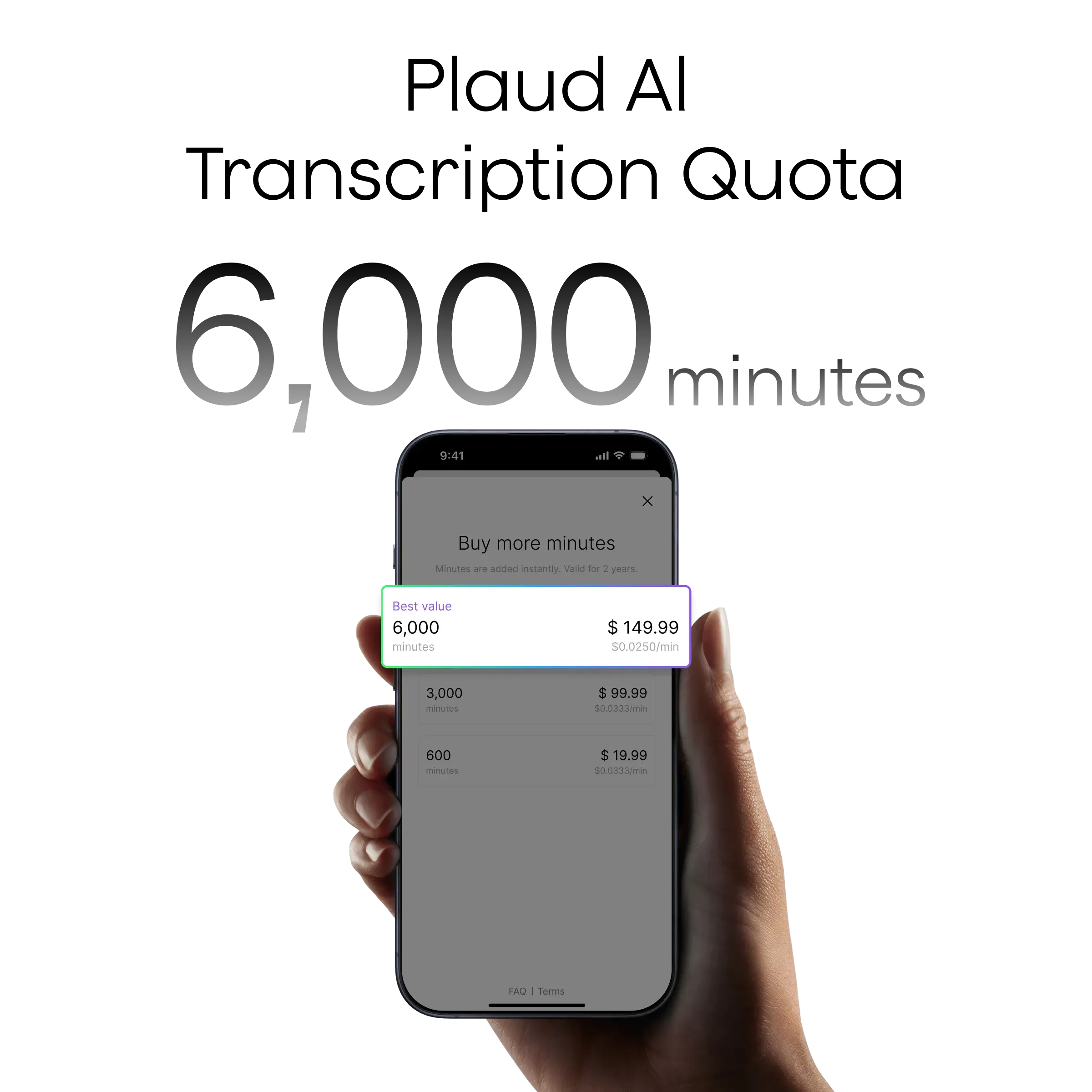 Plaud AI Transcription Quota (6,000mins)