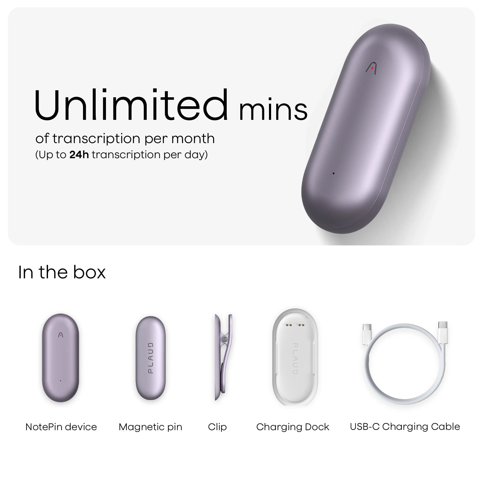 Plaud NotePin & AI Annual Unlimited Plan