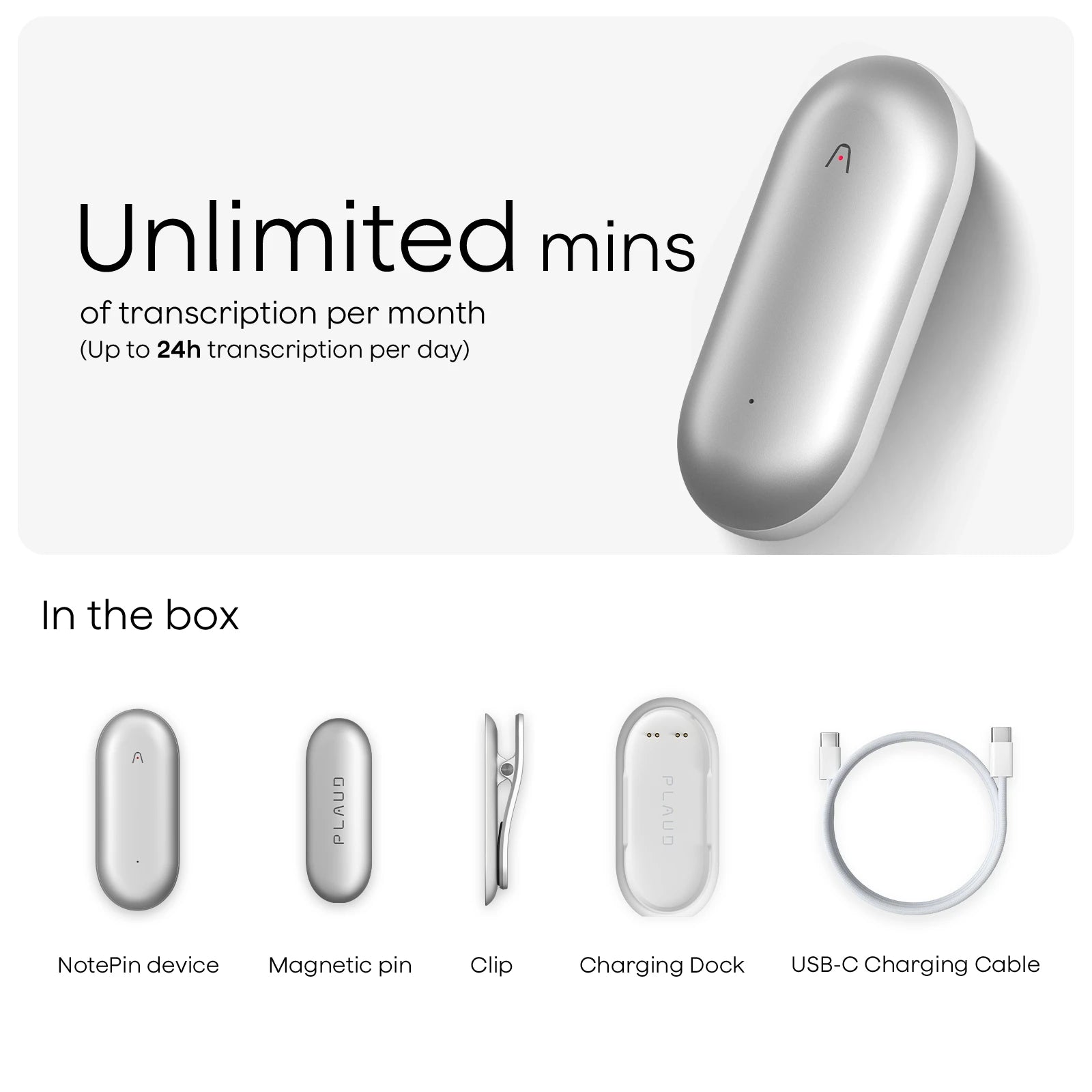 Plaud NotePin & AI Annual Unlimited Plan