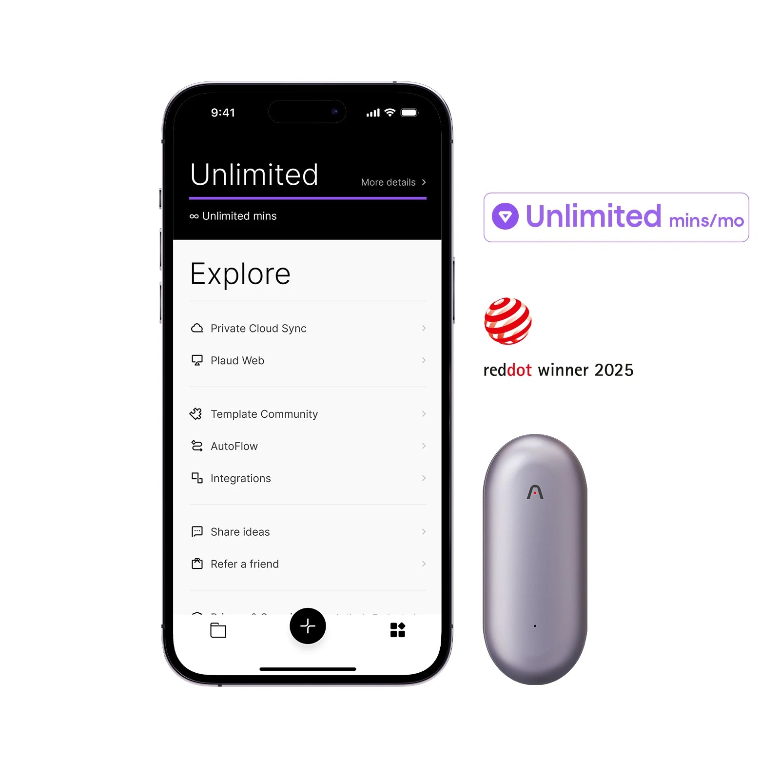 Plaud NotePin & AI Annual Unlimited Plan